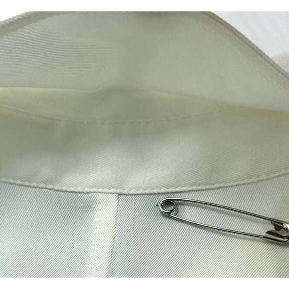 Vince NWT Womens Long Sleeve Silk Rayon Blouse Button Down Collared Ivory Size L - Picture 5 of 10